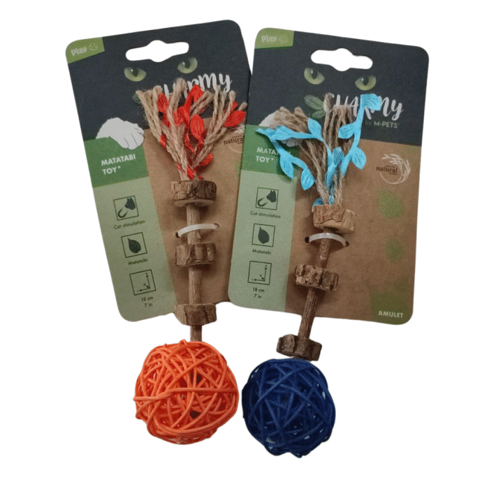 Juguete Para Gatos Con Pelota De Cuerda Y Madera Colores Varios - Imagen 1