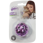 Juguete Para Gato Pelota Violeta Con Cascabel Y Pluma