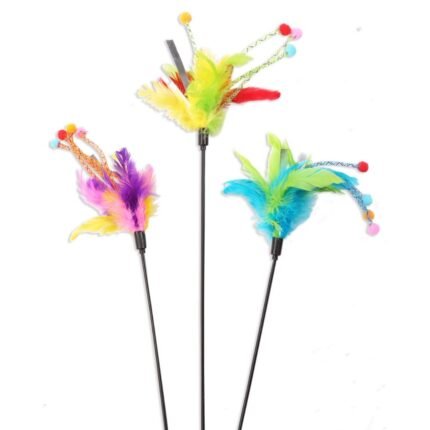 Caña Con Pelotitas Y Plumas