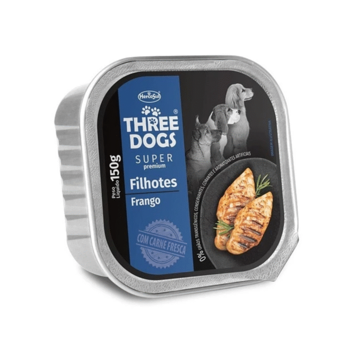 Lata Three Dogs Cachorro 150 Gr Pollo - Imagen 1