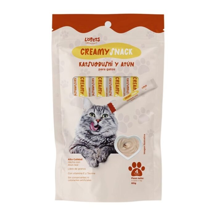 Lopets Creamy Snack Katsuobushi y Atun X 4 Sobres - Imagen 1