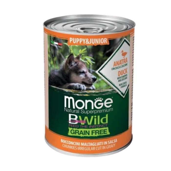 Lata Monge Bwild Cachorro Pato 400 Gr - Imagen 1