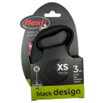Correa Flexi XS Maximo 8 Kg 3 Metros de Cordon Color Negra Con Boton Rosado