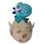 Peluche De Juguete Dinosaurio Celeste Con Chifle