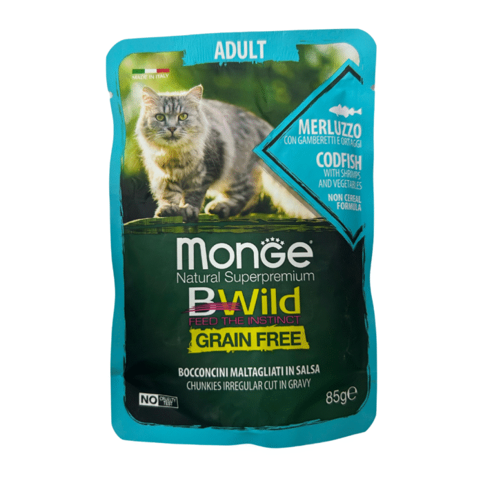 Sobre De Alimento Para Gatos Adultos Monge Bwild Sabor Bacalao 85 grs - Imagen 1