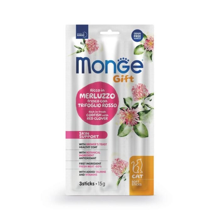 Monge Gift Soft Sticks Skin support Codfish & Red clover 15 Grs - Imagen 1