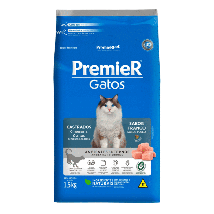 Alimento Premier Gato Castrado De 6 Meses A 6 Años  1,5 Kg Sabor Pollo - Imagen 1
