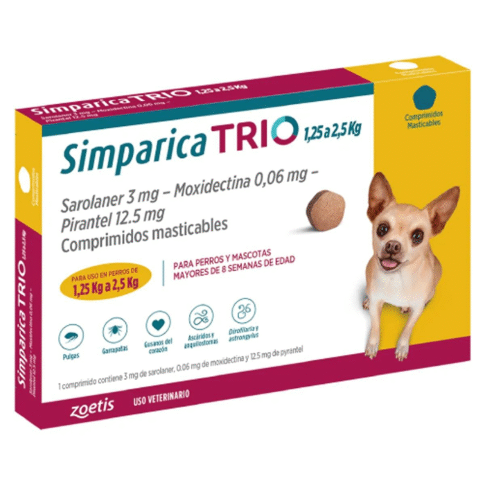 Tableta Antiparasitaria Para Perros Trio 1,3 a 2,5 Kg - Imagen 1
