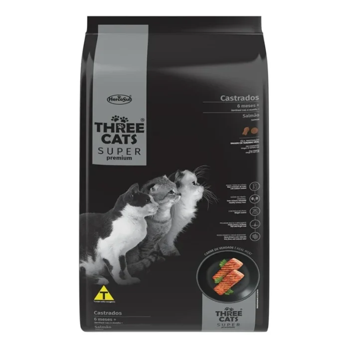 Alimento Para Gatos Three Cats Castrado 10 KG Salmon - Imagen 1